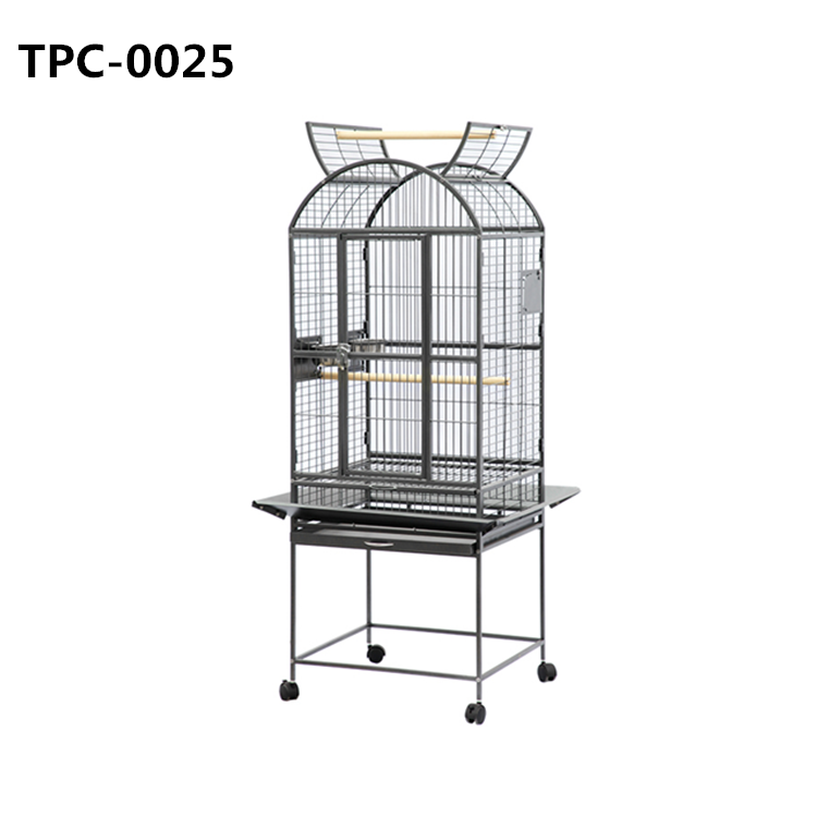 Bird Cage with Play Top and Stand for Parrots Lovebird Cockatiel Parakeets Black and White - Image 1