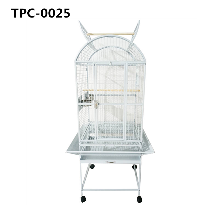 Bird Cage with Play Top and Stand for Parrots Lovebird Cockatiel Parakeets Black and White - Image 2