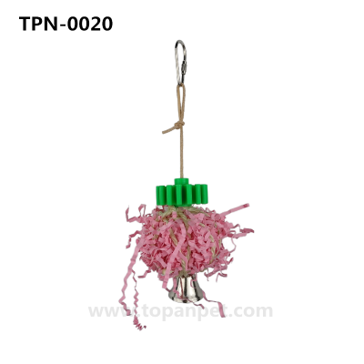 Bird Foraging Shredding Crinkle Paper Toys for Parrot Supplies Cage Hanging with Leather Ropes TPN-0020