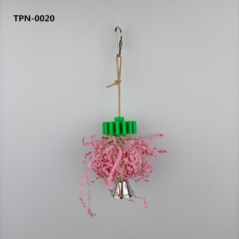 Bird Foraging Shredding Crinkle Paper Toys for Parrot Supplies Cage Hanging with Leather Ropes TPN-0020 - Image 1