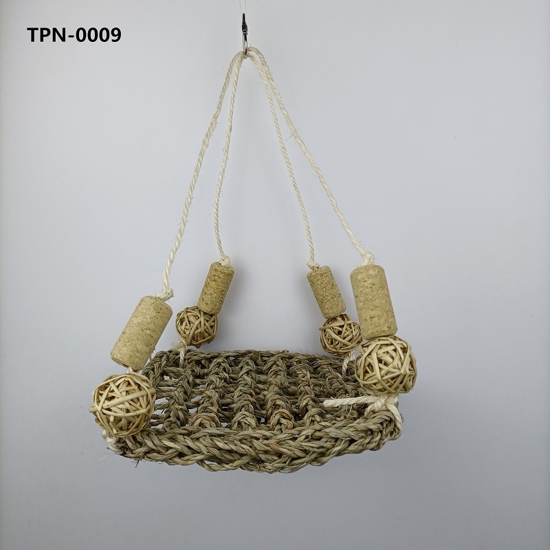 Seagrass Bird Mat Cork Bird Foraging Toy Rattan Ball Parrot Swing for Bird Foot Toys TPN-0007