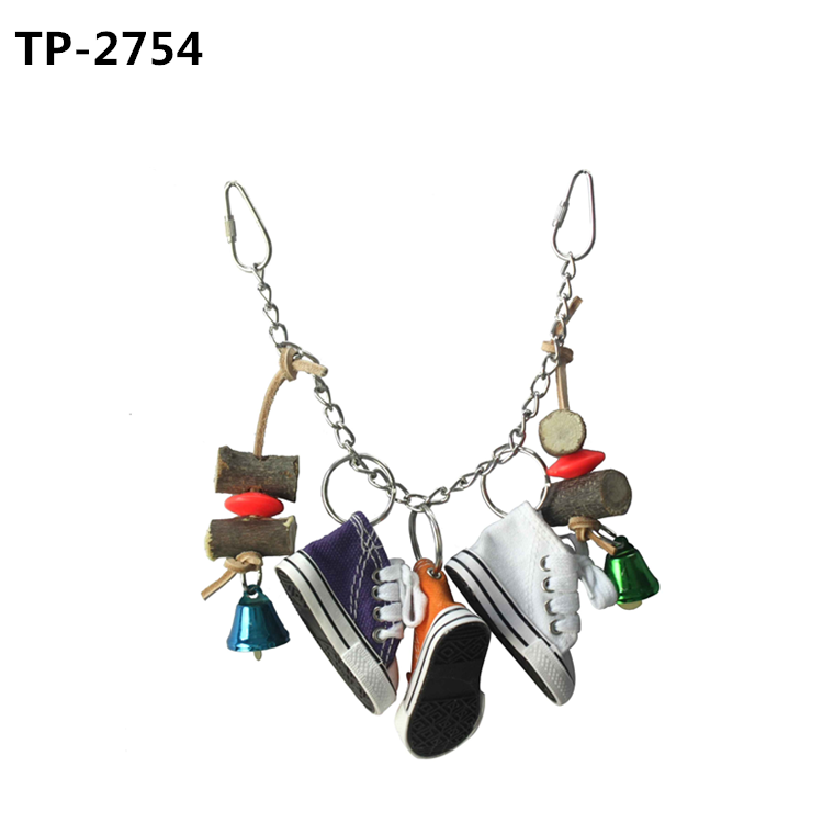 Durable Hanging Sneaker Shoe Toy with stainless steel spoon parrot toys for Medium and Large Parrot Birds - Image 3