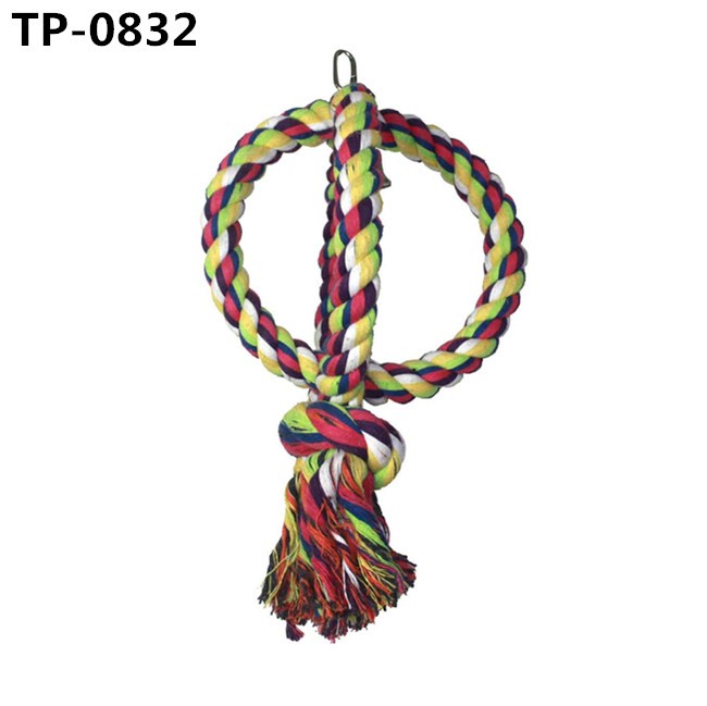 Bird Swing Perch Cotton Rope Ring Toy for Parrot Budgie Parakeet Cockatiel Conure Stand - Image 3