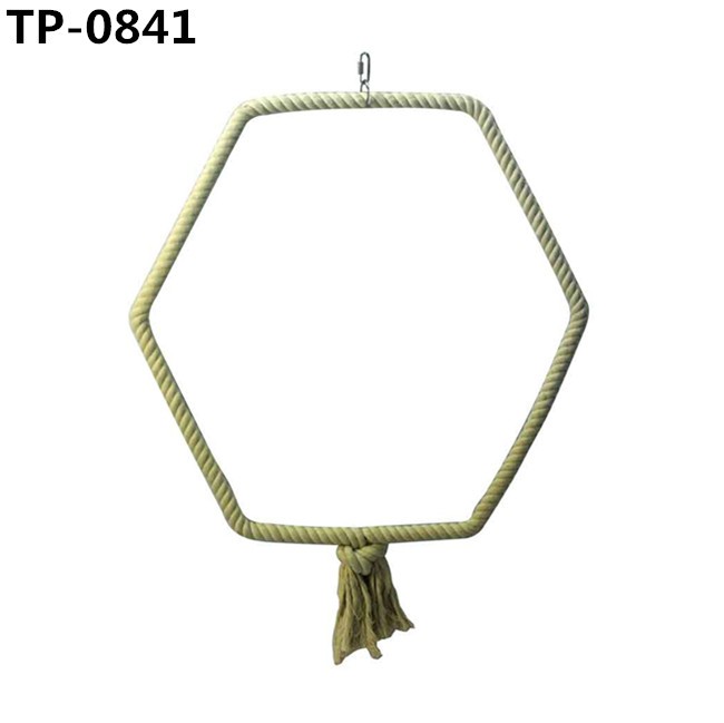 Bird Swing Perch Cotton Rope Ring Toy for Parrot Budgie Parakeet Cockatiel Conure Stand - Image 4