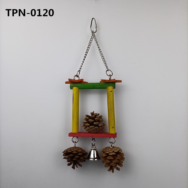 Bird Wooden Swing Hanging Chewing Pet Toys Cages Birdcage Accessories for Lovebirds Rodent Parakeet Parrot Cockatiel Gecko Hermit TPN-0120 - Image 1