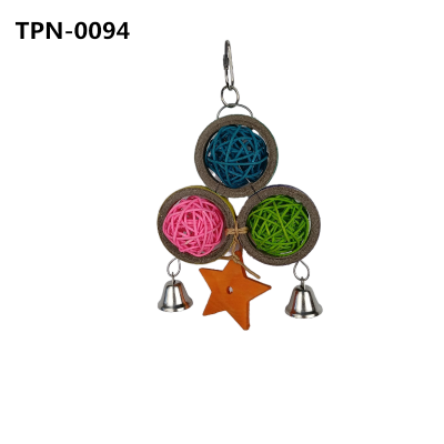 Colorful Cardboard Bagel Bird Toy Parrot Cage Hanging Shredding Rattan Toy for Lovebirds, Parakeet TPN-0094