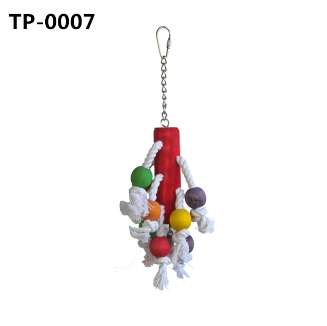 Chewable Play Bird Toy with Colorful Wooden Blocks & Sisal Rope Knots for Bird Supplies Wholesaler - Image 1