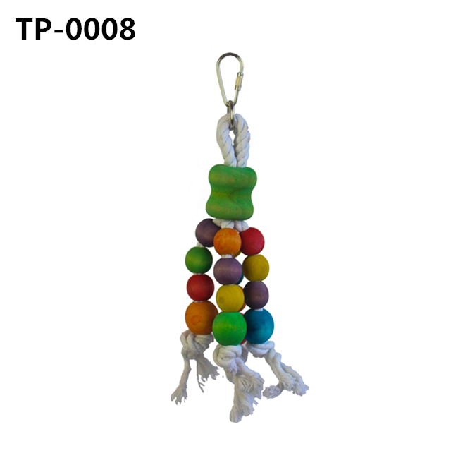 Chewable Play Bird Toy with Colorful Wooden Blocks & Sisal Rope Knots for Bird Supplies Wholesaler - Image 2