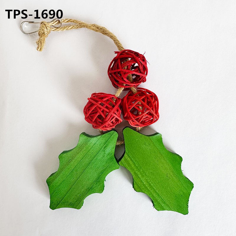 Christmas Bird Toys Set of Vine Xmas Wreath and Gingle Bell Ring Parrot Swing for Small Pet Toy TPS-1690/1691/1692 - Image 2