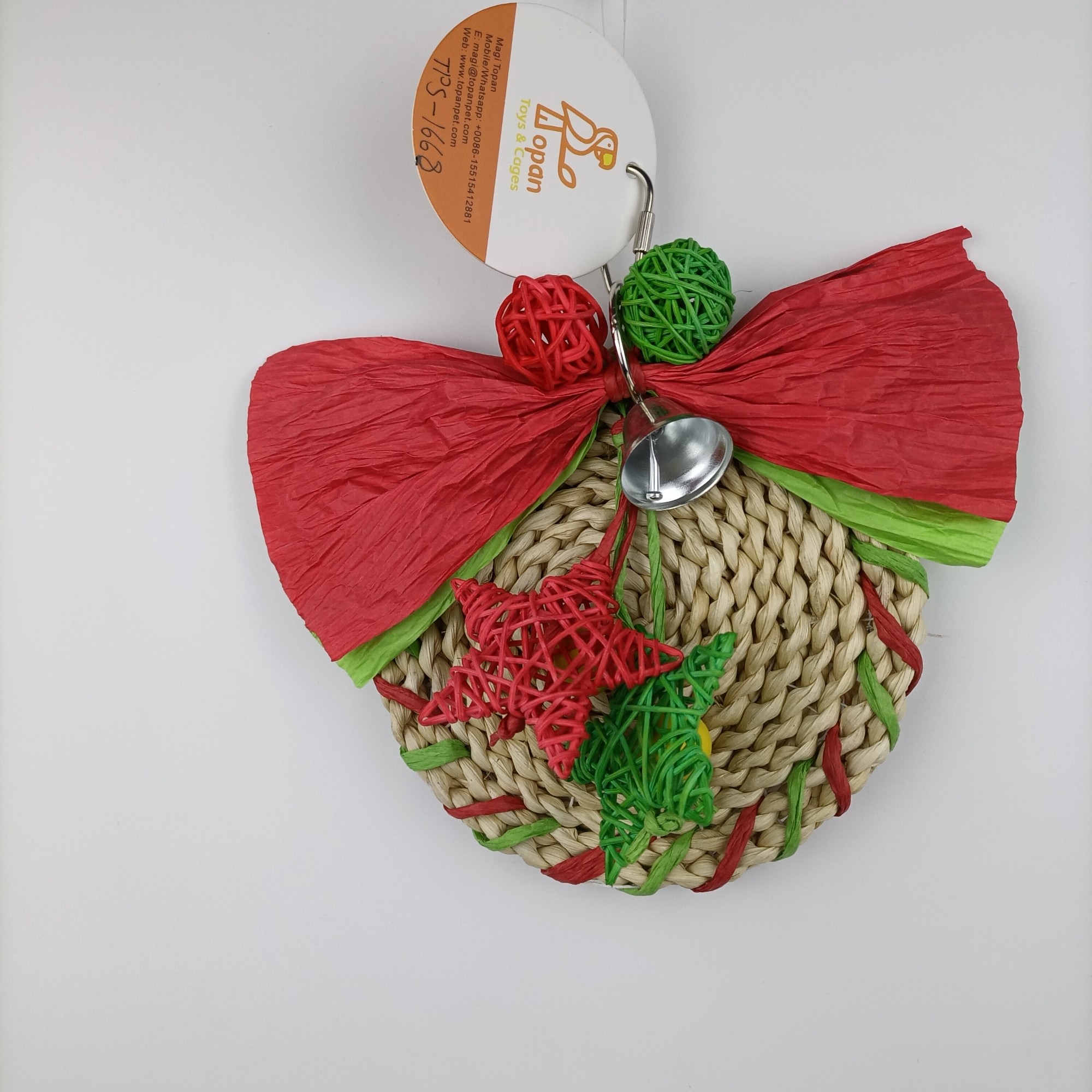 Christmas Bird Toys Woven Corn Husk Parrot Chewing Toys TPS-1668 - Image 1