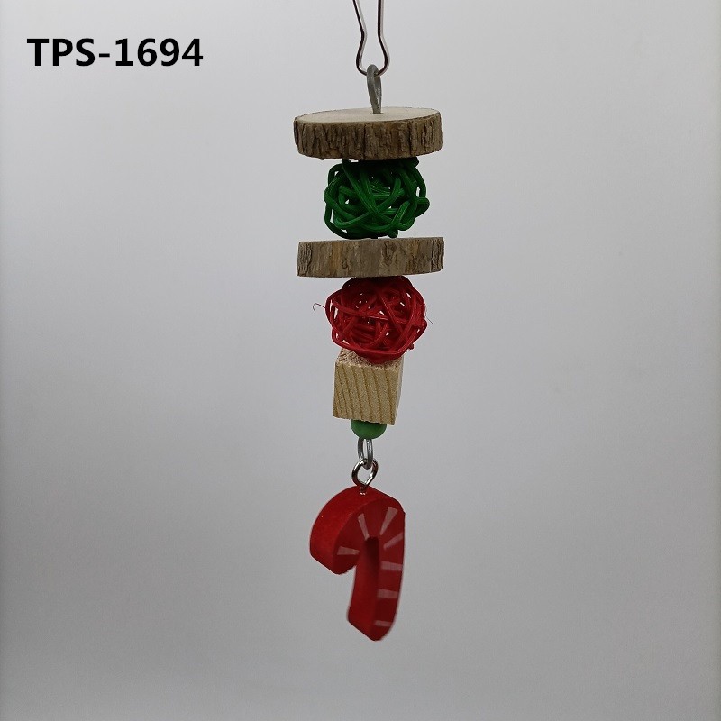 Christmas Candy Cane Shaped Bird Toy Suitable for Small Medium Parrots Budgies Parakeets Cockatiels Lovebirds TPS-1694