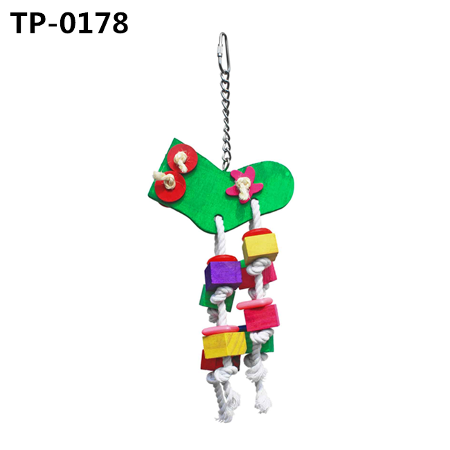 Christmas Shoes Shaped Wooden Chewing Bird Toys for Small Medium and Large Parrots Budgies Parakeets Cockatiels Lovebirds and CockatoosTP-0178 - Image 1