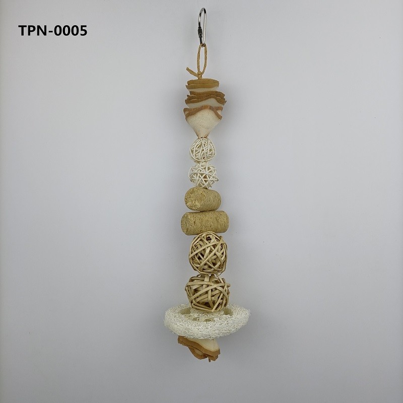 Cork Rattan ball Bird Toys Loofah Parrot Toy for Parakeet Cockatiel Conure Budgie Lovebird Finch Bites Bird Cage Accessories TPN-0005