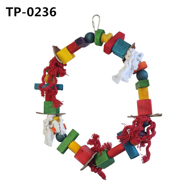 Cotton Rope Hanging Ring Parrot Preening Grooming Chew Climb Biting Toy for African Grey Cockatoo Conure Parakeet - Image 1