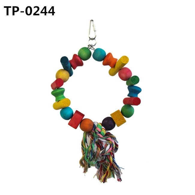 Cotton Rope Hanging Ring Parrot Preening Grooming Chew Climb Biting Toy for African Grey Cockatoo Conure Parakeet - Image 2