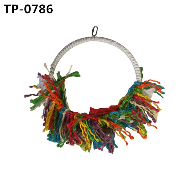 Cotton Rope Hanging Ring Parrot Preening Grooming Chew Climb Biting Toy for African Grey Cockatoo Conure Parakeet - Image 4