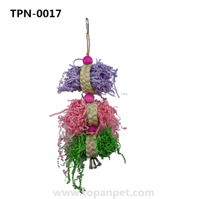 Crinkle Paper Bird Shredding Toys with Woven Corn Husk for Parrot Bites TPN-0017