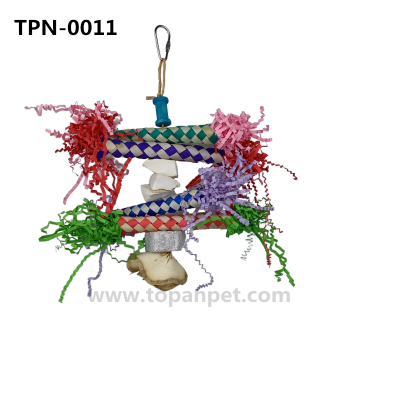 Pumice Bird Grinding Toy Crinkle Shred Paper Bird Foraging Toy Cuttlebone Parrot Toys with Finger Traps for Bird Supplies TPN-0011