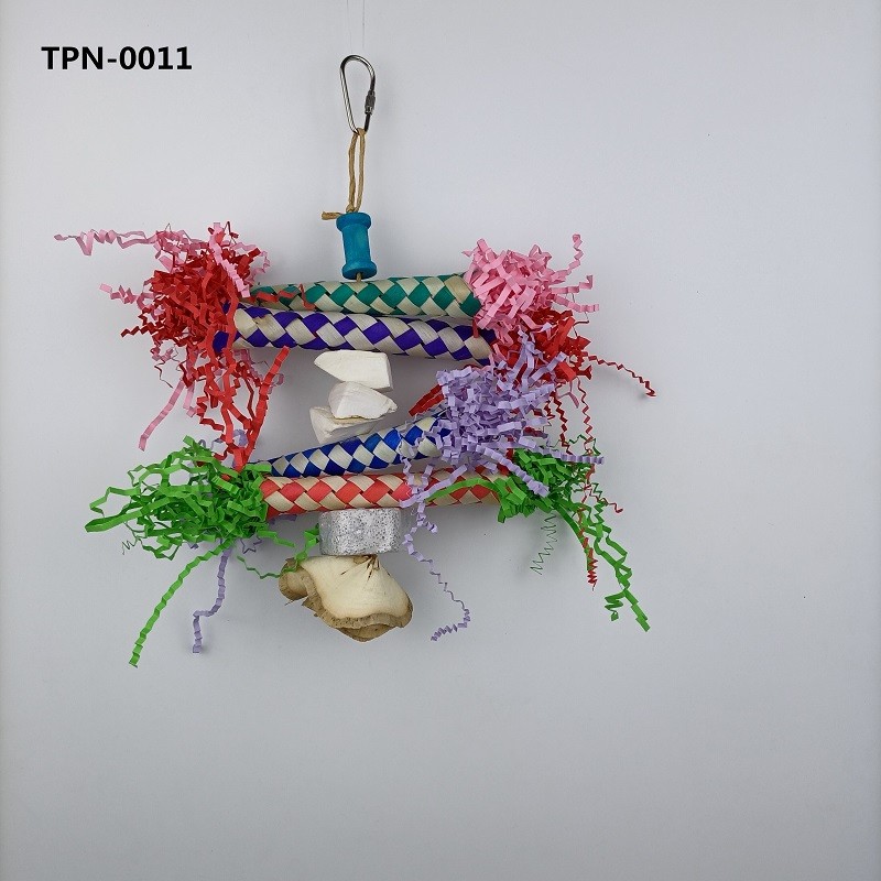 Pumice Bird Grinding Toy Crinkle Shred Paper Bird Foraging Toy Cuttlebone Parrot Toys with Finger Traps for Bird Supplies TPN-0011 - Image 1