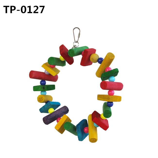 Food Grade Dyed Rainbow Wood Bridge Bird Toy for Small Medium Parrots Standing Climbing - Image 4
