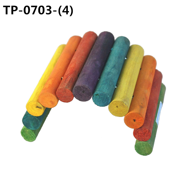 Food Grade Dyed Rainbow Wood Bridge Bird Toy for Small Medium Parrots Standing Climbing - Image 5