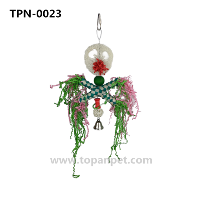 Hallows' Day Loofah Bird Toys with Finger Traps Shredding Paper and Wood Parts for Bird Cages Accessories TPN-0023