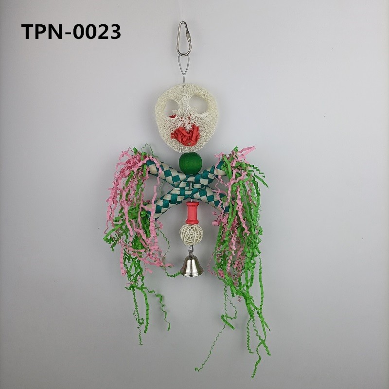 Hallows' Day Loofah Bird Toys with Finger Traps Shredding Paper and Wood Parts for Bird Cages Accessories TPN-0023 - Image 1