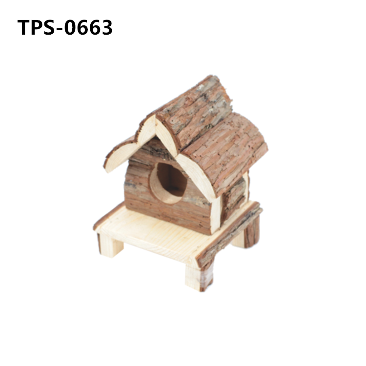 Hamster Wood House Habitat Platform Pet Cage Decor Pet Hideout Play Hut Hamster Shelter for Hamsters Rat Gerbils Small Pets TPS-0663/64/65