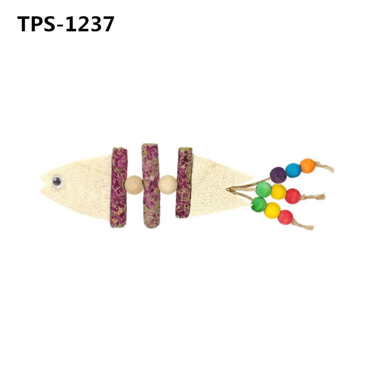 Interactive Cat Kicker Toys , Safe Material Kitten Teething Toys for Chewing with Loofah and Grass Cake , Bamboo TPS-1236/7 - Image 2
