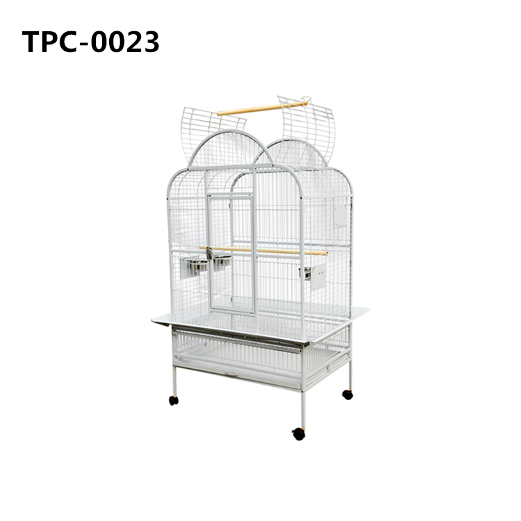 Top Open Large Wrought Iron Bird Flight Cage with Rolling Stand for African Grey Parrot Cockatiel Sun Parakeet Conure Lovebird Canary