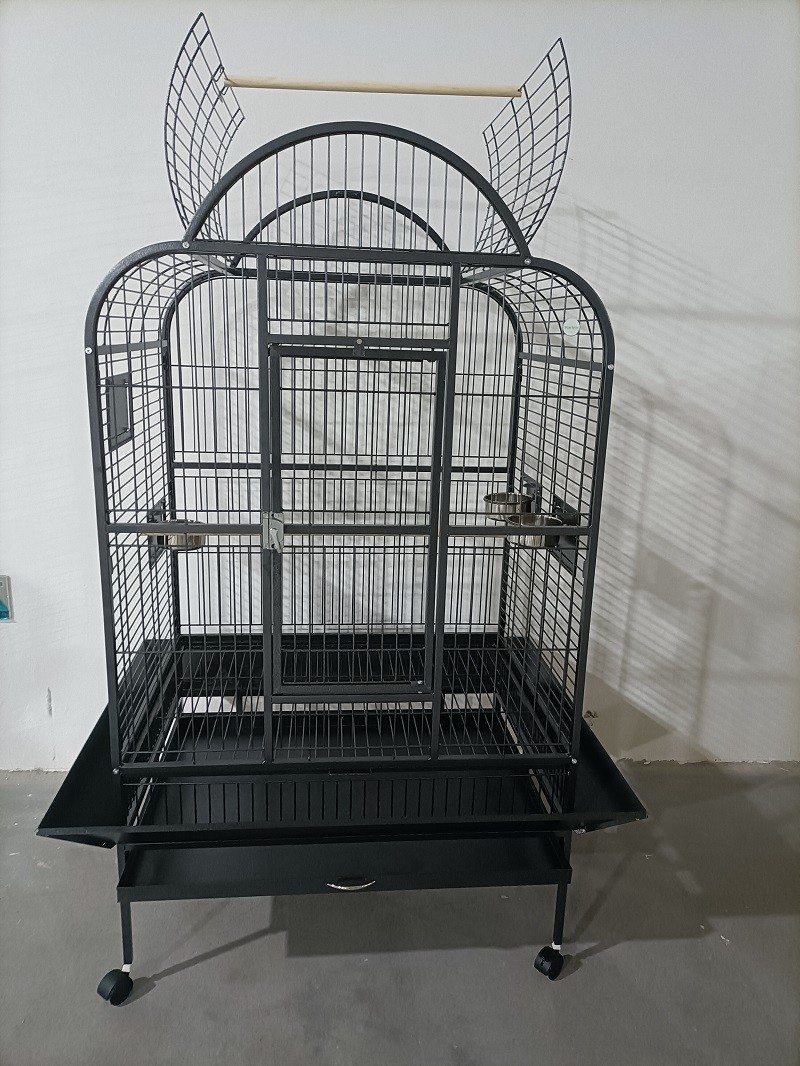 Top Open Large Wrought Iron Bird Flight Cage with Rolling Stand for African Grey Parrot Cockatiel Sun Parakeet Conure Lovebird Canary - Image 7