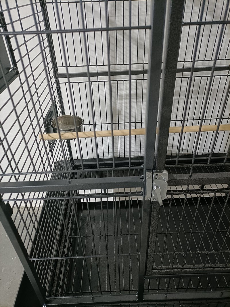 Top Open Large Wrought Iron Bird Flight Cage with Rolling Stand for African Grey Parrot Cockatiel Sun Parakeet Conure Lovebird Canary​​