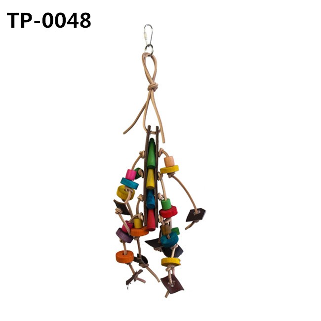 Leather Bird Chewing Foraging Toys for Conures African Grey Parrot Cages Hanging - Image 2