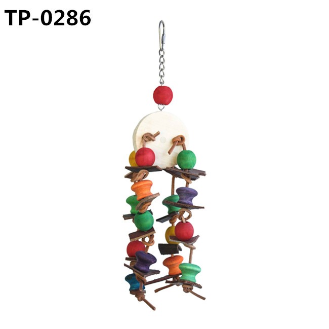 Leather Bird Toy Parrot Cage Toys for Budgie Cockatiel Conure Cage with Cowhide Rope for Bites - Image 1