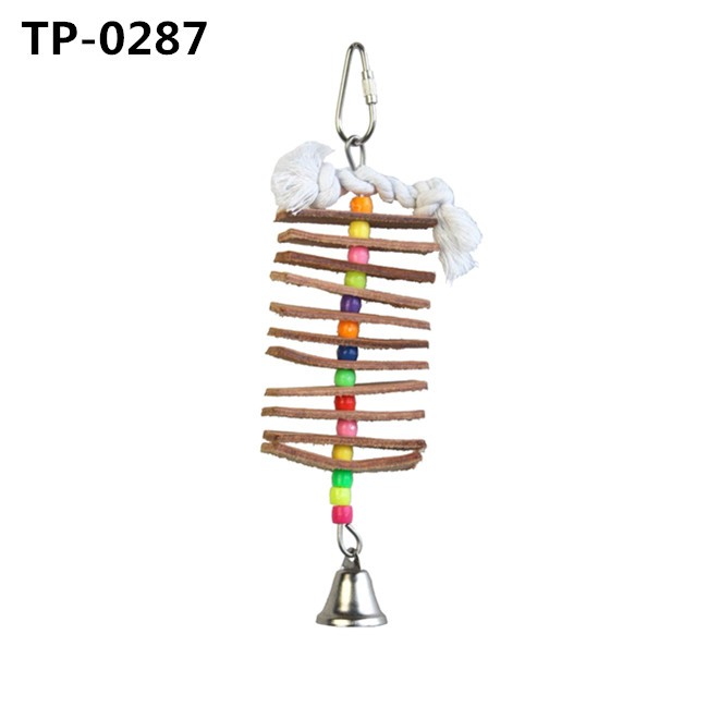 Leather Bird Toy Parrot Cage Toys for Budgie Cockatiel Conure Cage with Cowhide Rope for Bites - Image 2