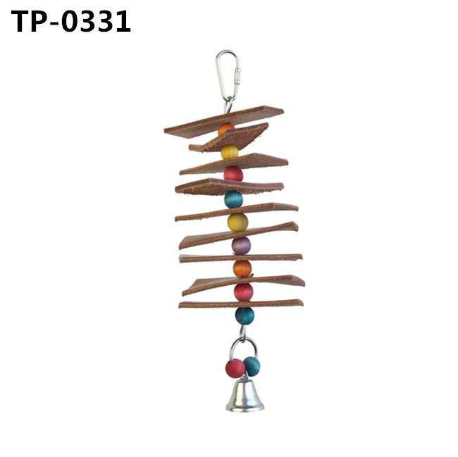 Leather Bird Toy Parrot Cage Toys for Budgie Cockatiel Conure Cage with Cowhide Rope for Bites - Image 3