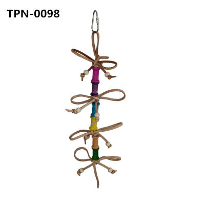  Leather Bird Toys Parrot Foraging Chewing Swing Hanging Chews for African Grey, Conure, Caiques, Amazon and Small Medium Toys ​TPN-0098