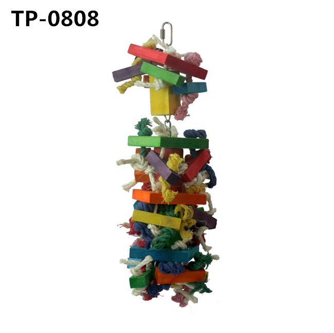 Multicolored Large Wooden Blocks Bird Chewing Toy for Macaws Cokatoos African Grey Large Medium Parrot - Image 2