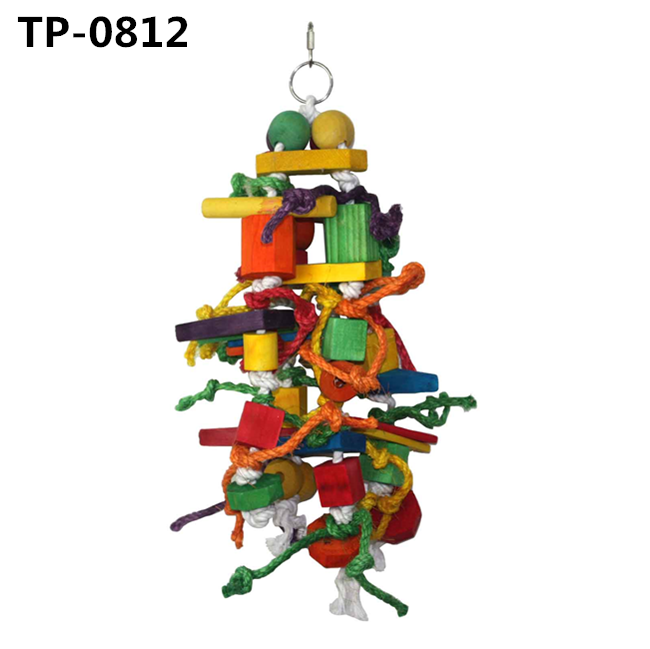 Multicolored Large Wooden Blocks Bird Chewing Toy for Macaws Cokatoos African Grey Large Medium Parrot - Image 5