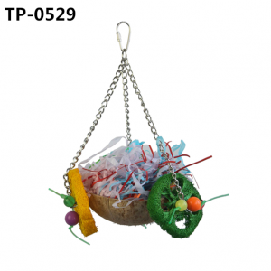 Natural Bird Toy Coconut Parrot Foraging Hanging Toys for Small Birds Parakeets Parrotlets Lovebirds Cockatiels