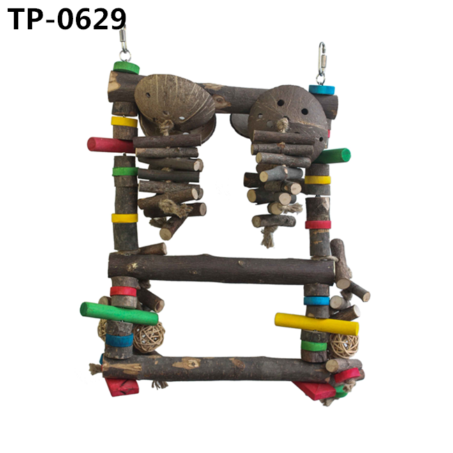 Natural Color Wood Bird Climbing Hanging Toy for Macaws African Grey Parrot Bites Wholesale Price - Image 2