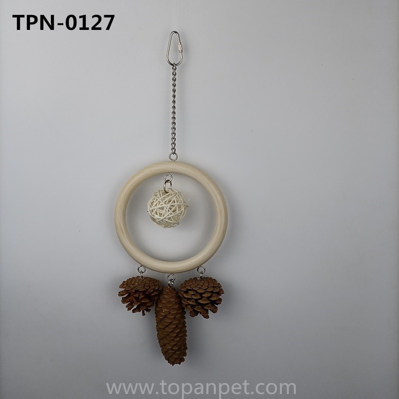 Safe Bird Chewing Toy with Natural Pine Cones for Small and Medium-Sized Parakeets Cockatiels Conures Lovebirds Cockatoos TPN-0127 - Image 1