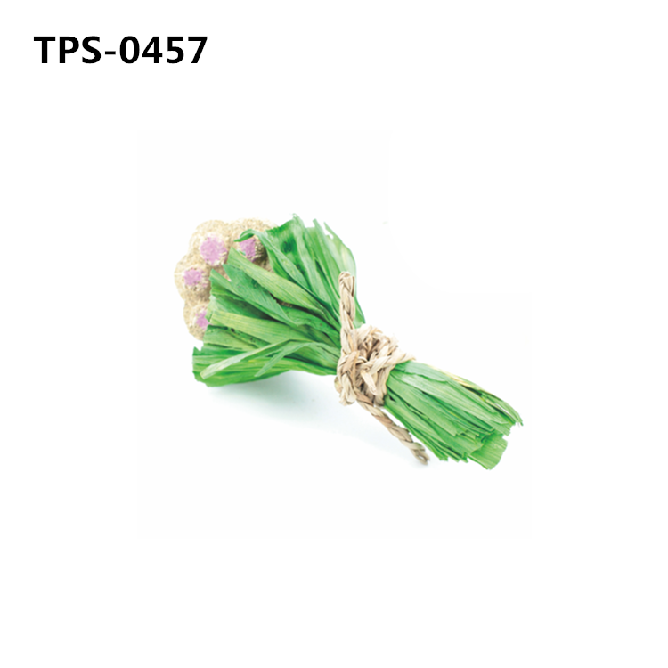 Natural Rabbits Treats Timothy Hay Balls Grass Cake with Corn Husk Decoration Chew Toy for Hamsters,Bunny, Chinchilla,Guinea Pigs TPS-0457/458/459 - Image 1