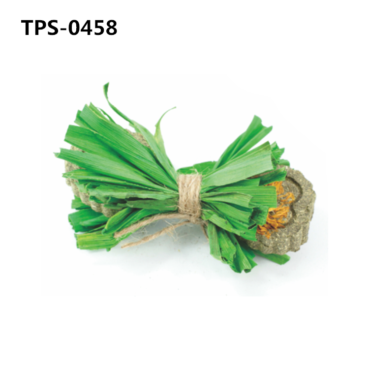 Natural Rabbits Treats Timothy Hay Balls Grass Cake with Corn Husk Decoration Chew Toy for Hamsters,Bunny, Chinchilla,Guinea Pigs TPS-0457/458/459 - Image 2