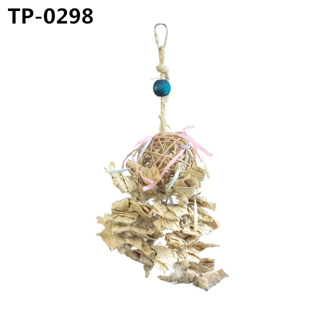 Natural Wood Corn Cob Parrot Chewing Toy for Macaws Cokatoos African Grey Bites Corn Husk Toys - Image 3