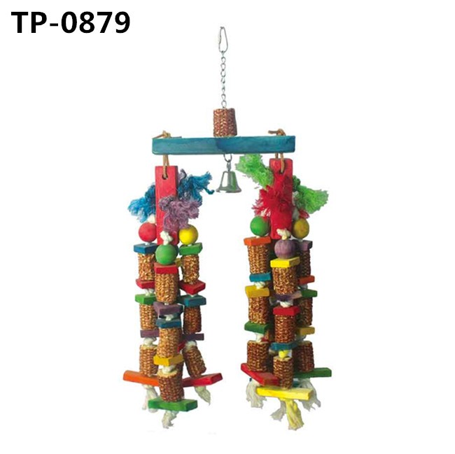 Natural Wood Corn Cob Parrot Chewing Toy for Macaws Cokatoos African Grey Bites Corn Husk Toys - Image 6