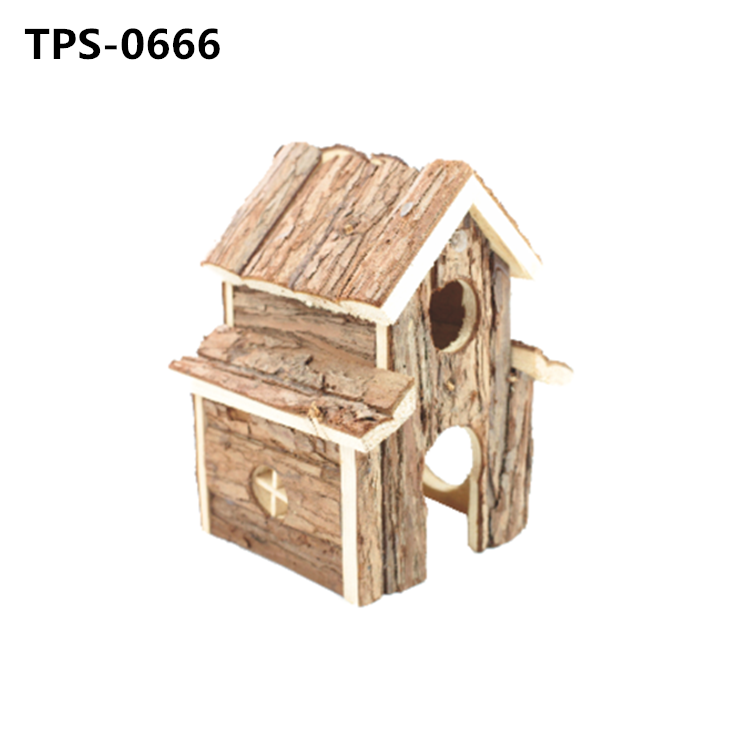 Natural Wooden Small Animal House Hamster Chewing Toy Safe Hideout Hut for Mice Gerbils TPS-0662/6/7/8671 - Image 2