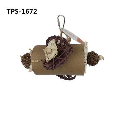 Rattan Ball Bird Toys with Paper Tubes for Pet Cage Hanging TPS-1672