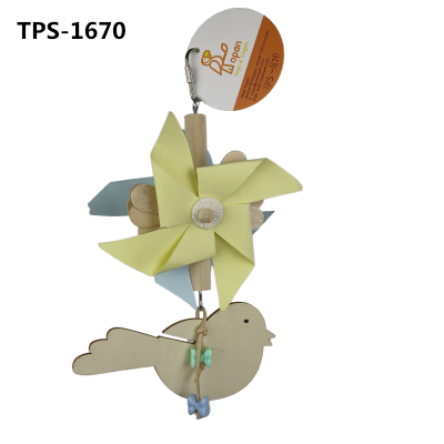 Paper Windmill Wood Bird Toys for Parrot Cage Hanging TPS-1670