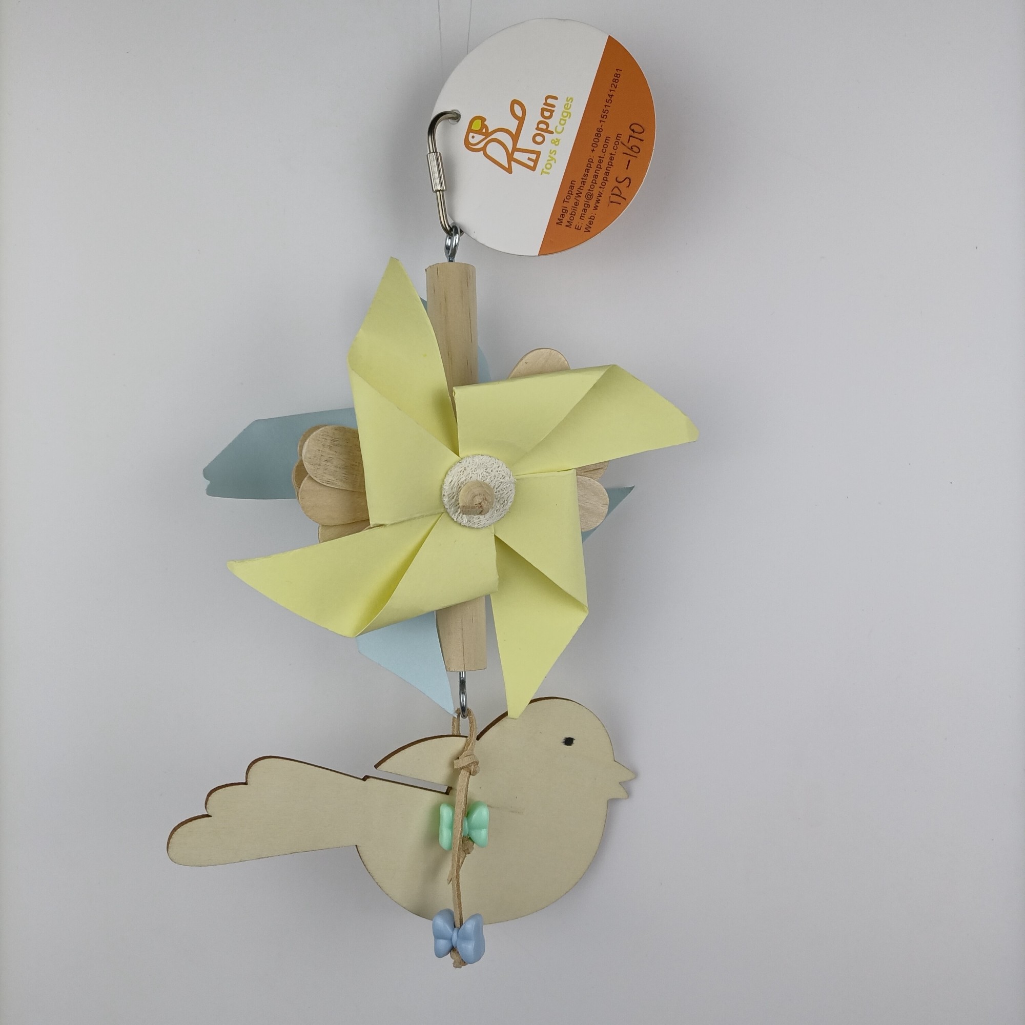 Paper Windmill Wood Bird Toys for Parrot Cage Hanging TPS-1670 - Image 1